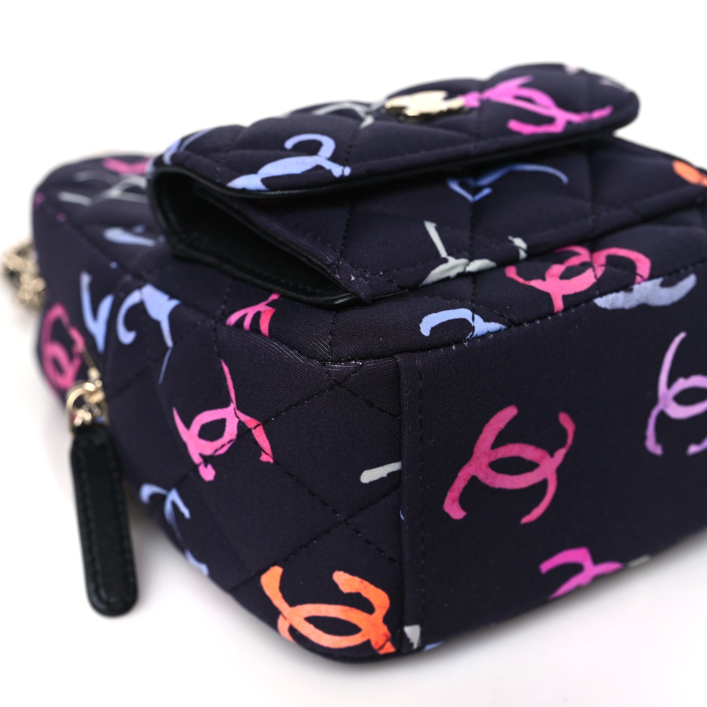 Printed Fabric Quilted CC Mini Classic Backpack Black Multicolor