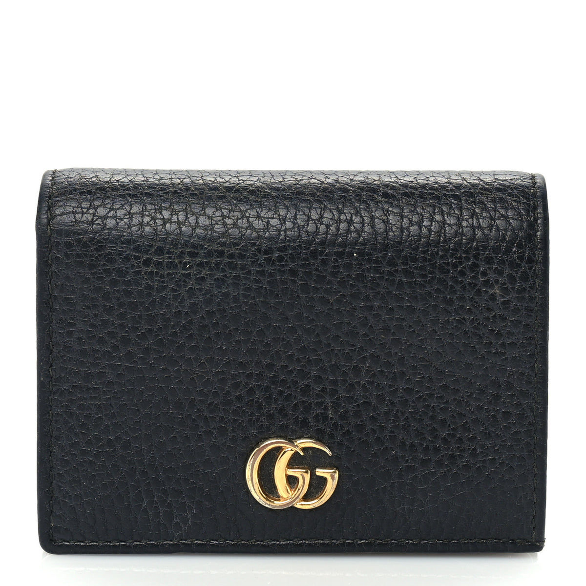 Gucci Pebbled Calfskin GG Marmont Card Case Black 1 of 7