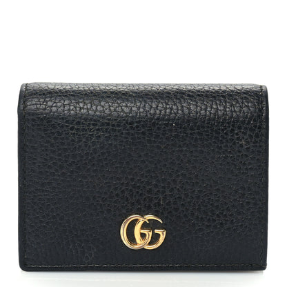 Gucci Pebbled Calfskin GG Marmont Card Case Black 1 of 7