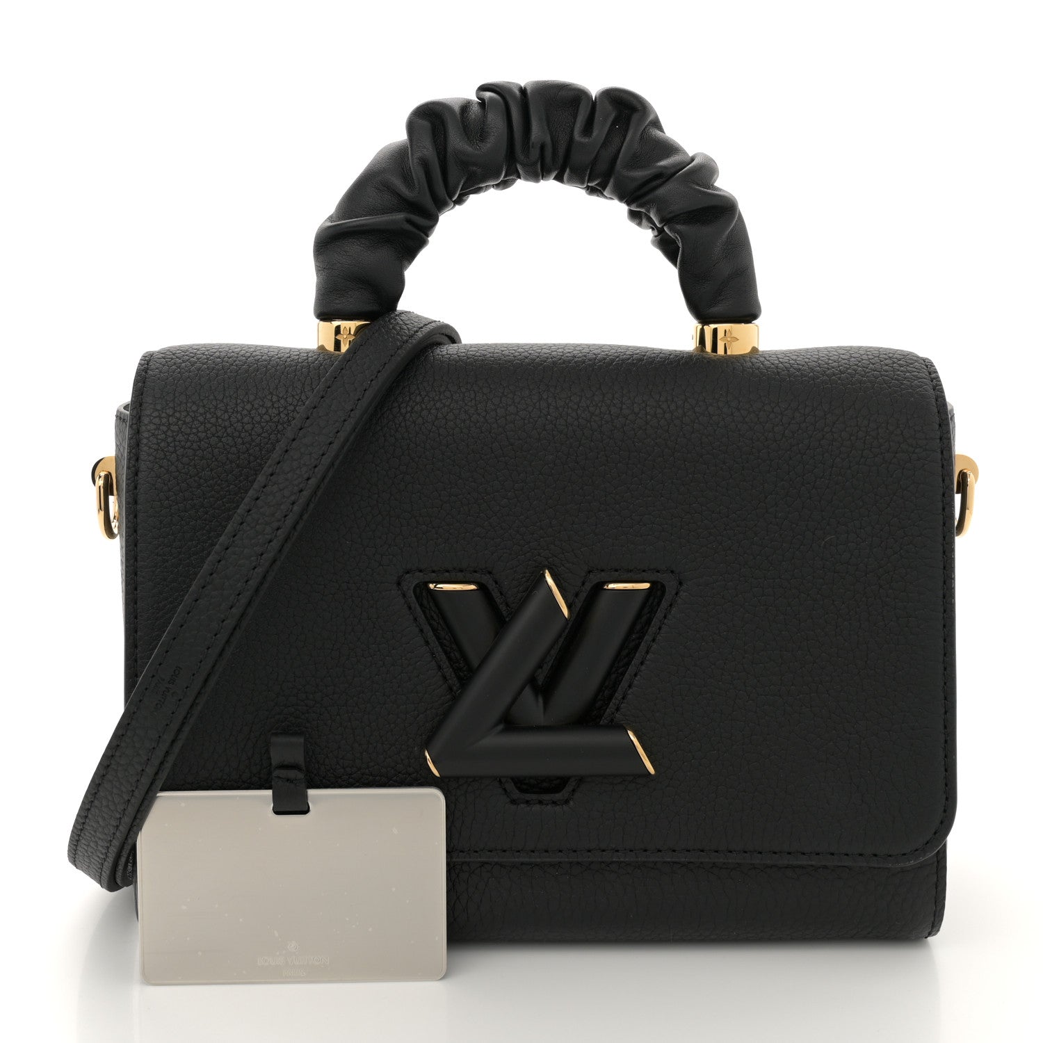 Louis Vuitton Taurillon Smooth Calfskin Scrunchie Twist One Handle MM Black 3 of 11