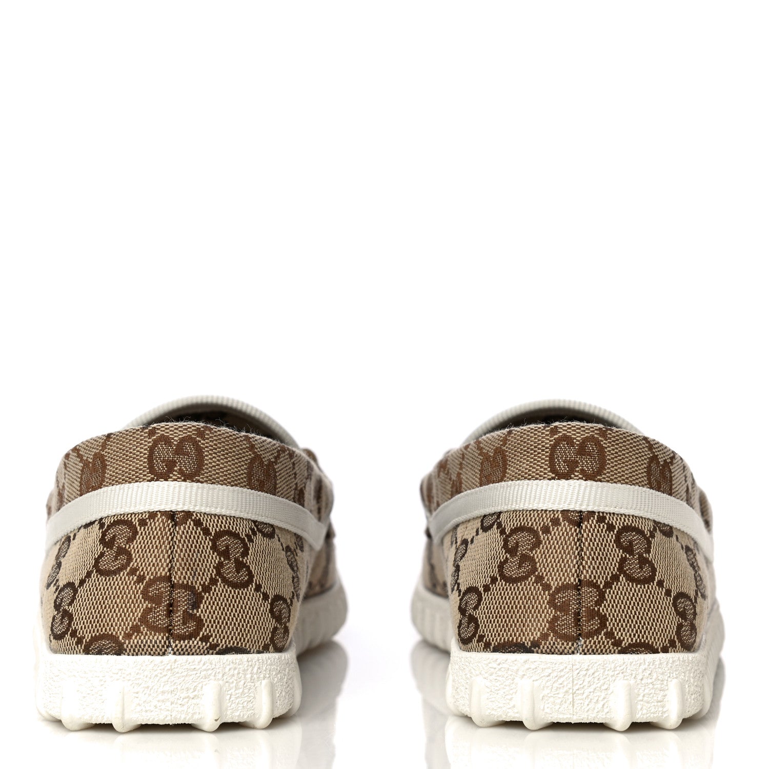 Gucci GG Monogram Horsebit Web Womens Driver Loafers 37 Beige Ebony White 6 of 13