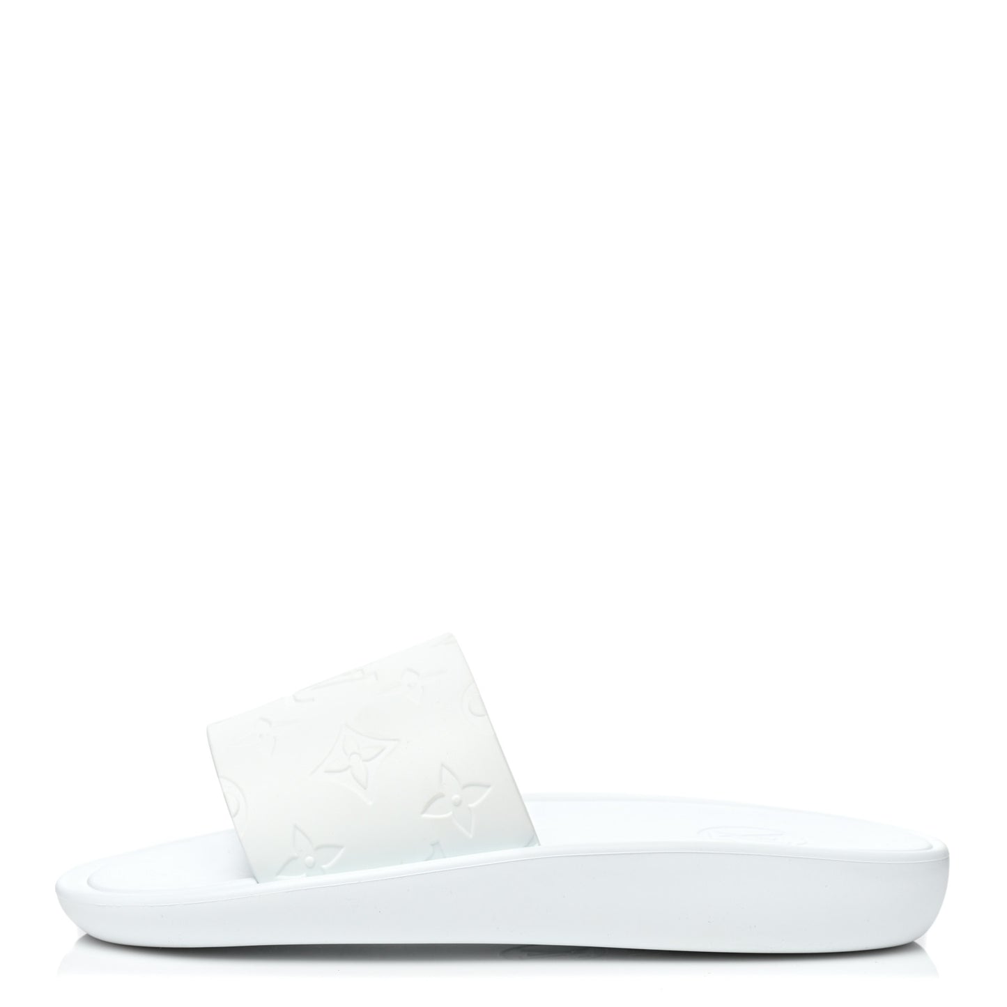 Rubber Monogram Embossed Sunbath Flat Mule 36 White