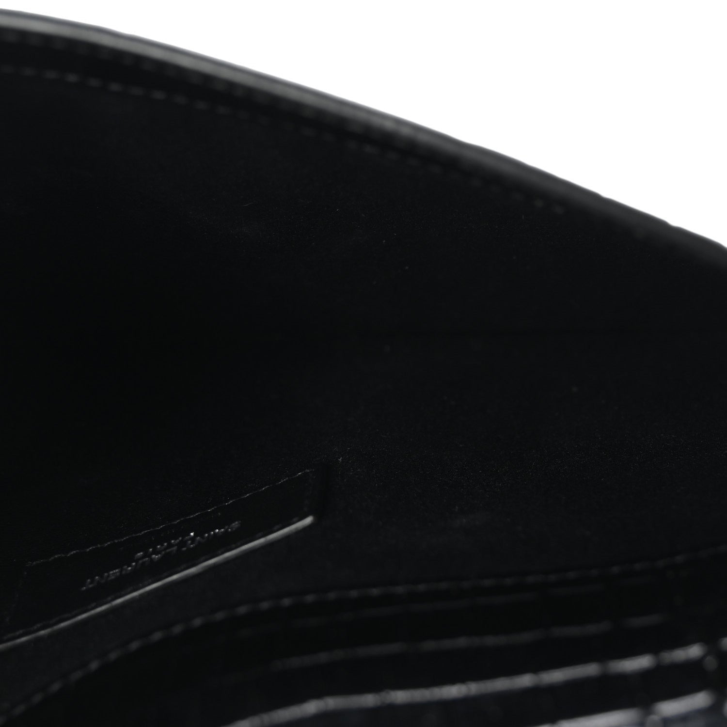 Saint Laurent Calfskin Crocodile Embossed Uptown Monogram Clutch Black 5 of 7