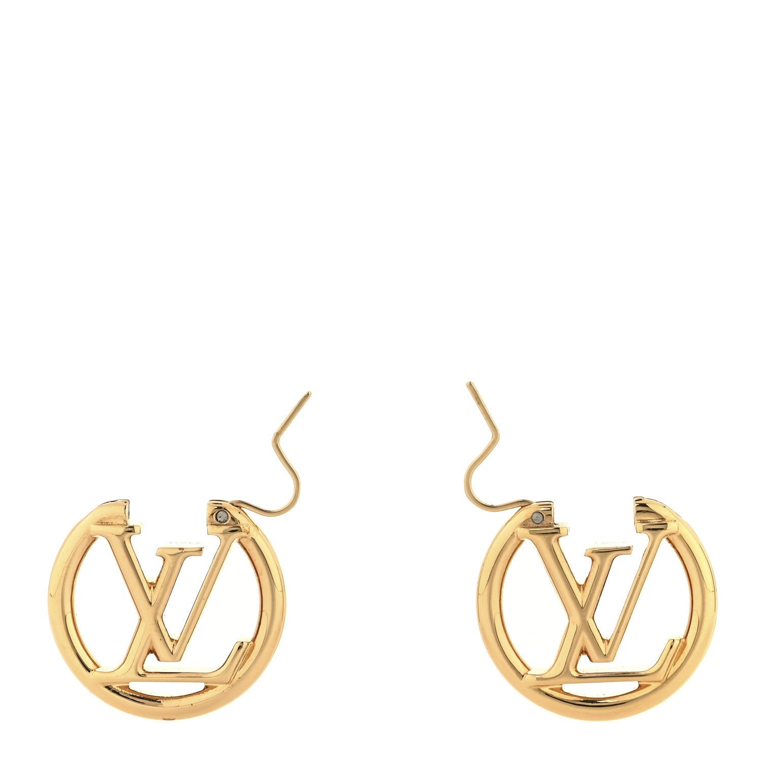 Louis Vuitton Metal Small Louise Hoop Earrings Gold 3 of 4