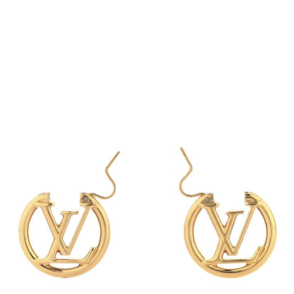 Louis Vuitton Metal Small Louise Hoop Earrings Gold 3 of 4