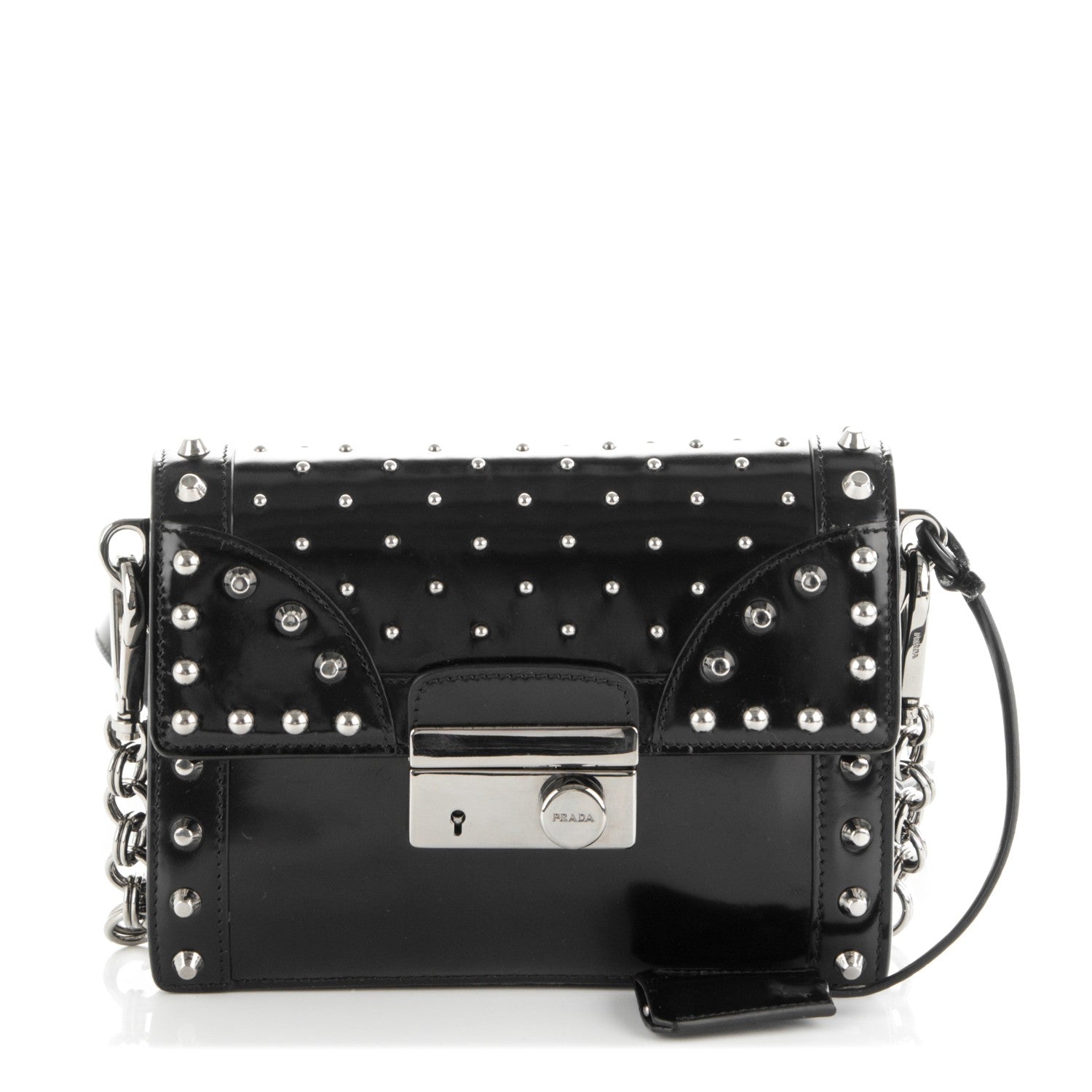 Prada Spazzolato Studded Mini Crossbody Bag Nero Black 1 of 6