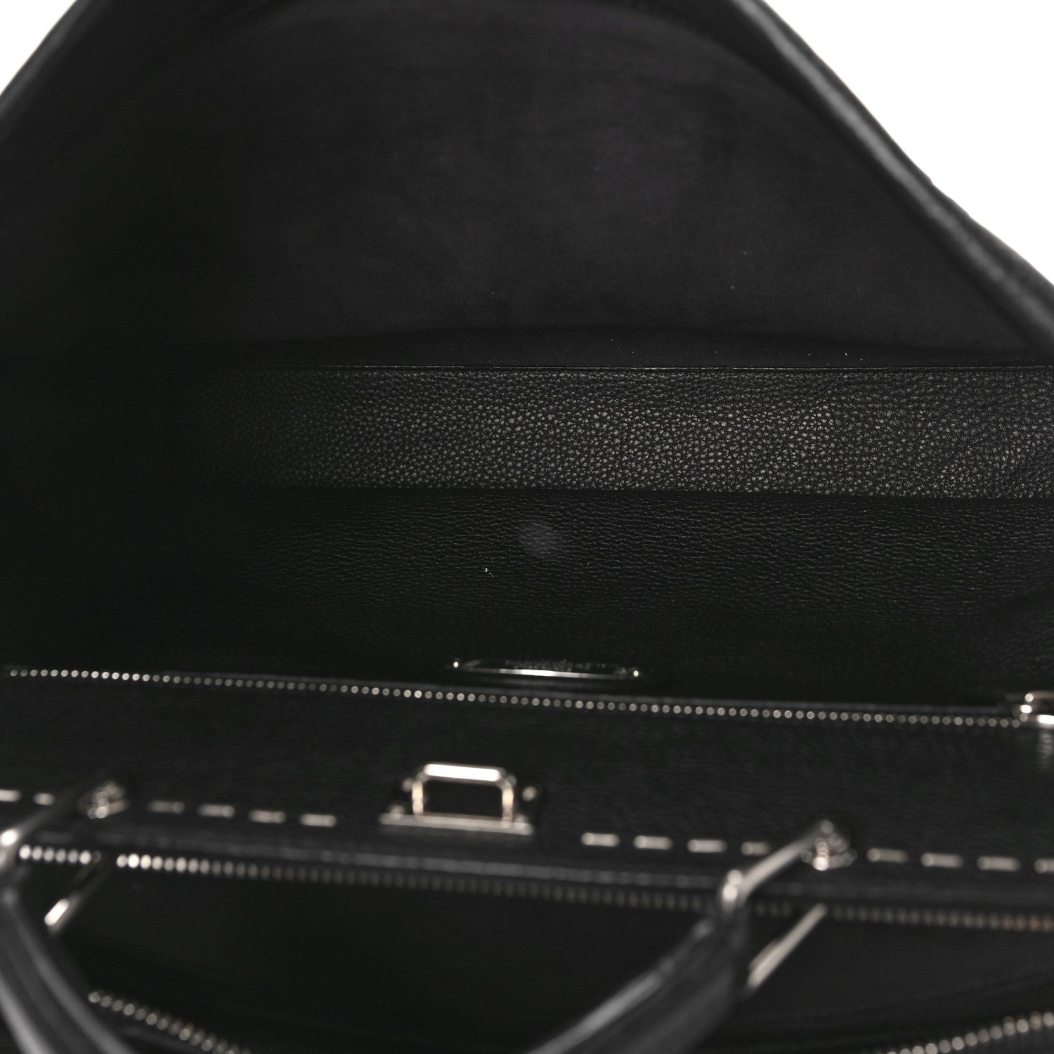 Fendi Cuoio Romano Selleria Metal Stitch Large Mens Peekaboo Iconic Essential Satchel Black 6 of 9