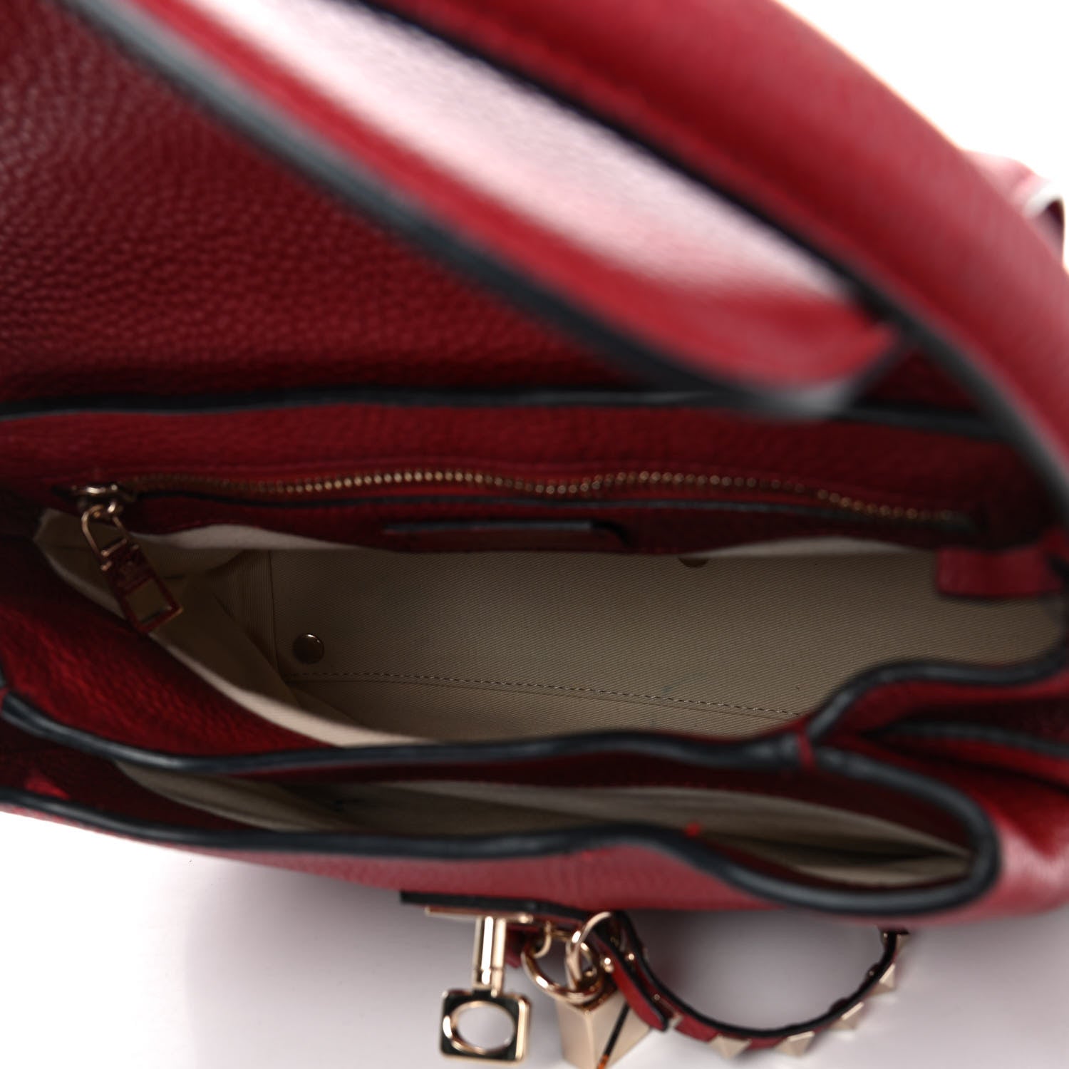 Valentino Garavani Pebbled Calfskin Rockstud Twiny Top Handle Bag Red 4 of 11