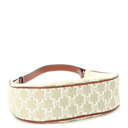 Celine Canvas Calfskin Ava Triomphe Shoulder Bag Grege 3 of 8