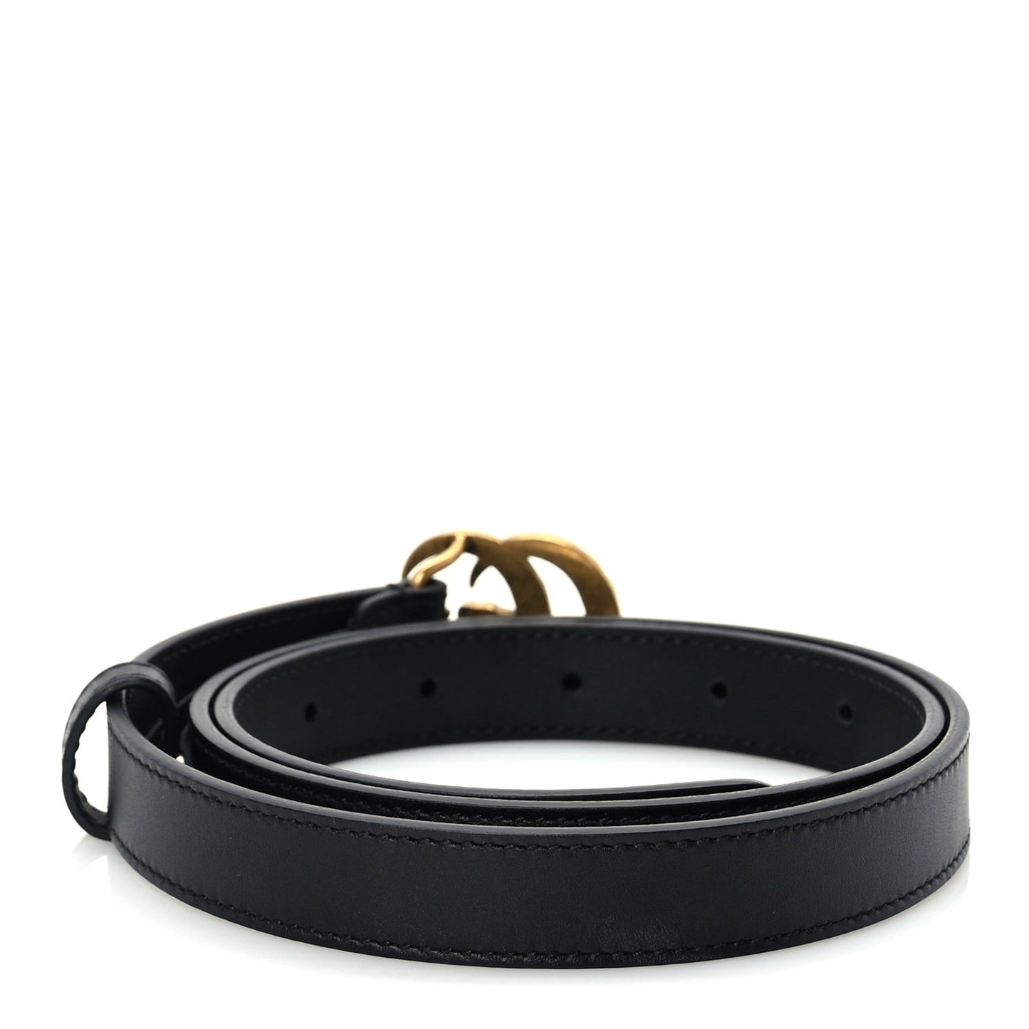 Moon Calfskin Pearl Double G 20mm Belt 80 32  Black Cream