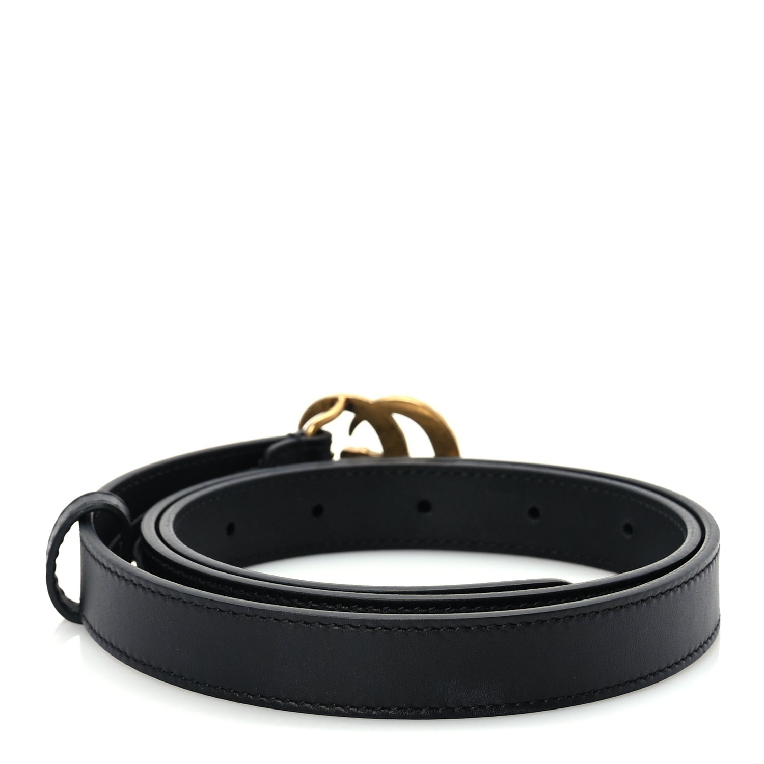 Gucci Moon Calfskin Pearl Double G 20mm Belt 80 32  Black Cream 2 of 6