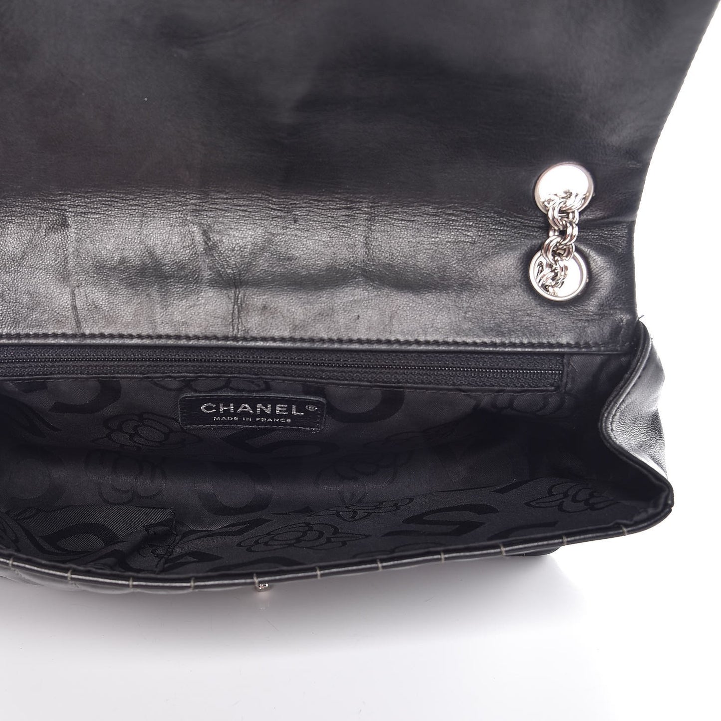 Lambskin Vertical Quilted Medium Single Flap Black