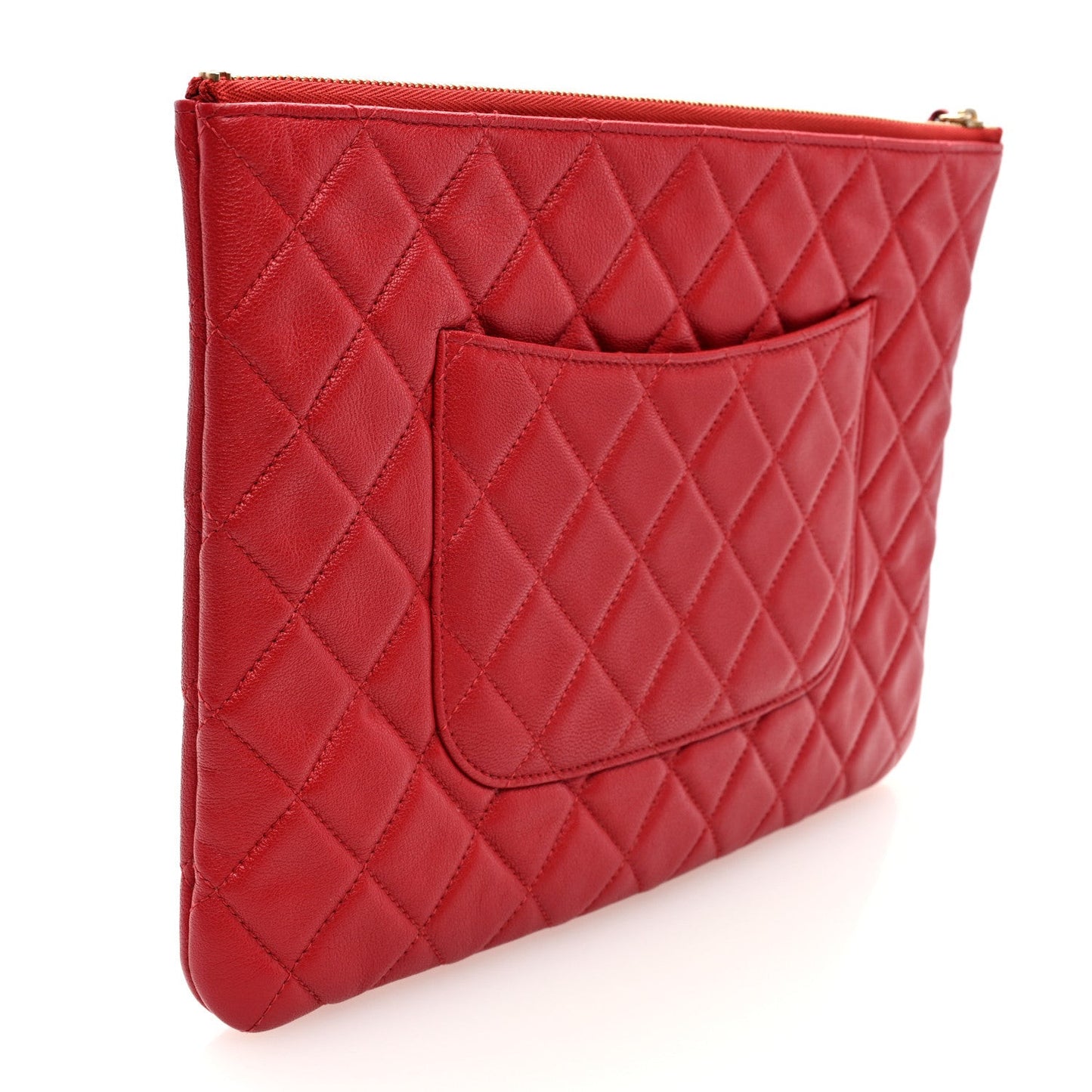 Lambskin Quilted 19 Medium Cosmetic Case Red