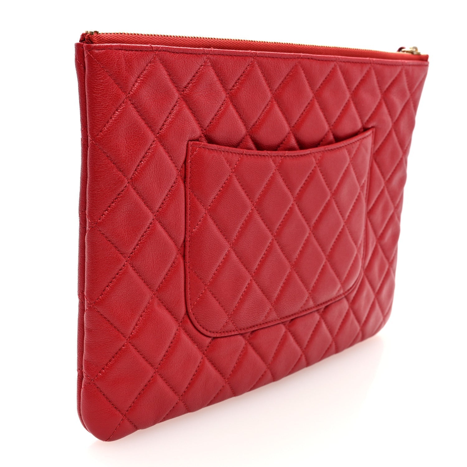 Chanel Lambskin Quilted 19 Medium Cosmetic Case Red 3 of 7