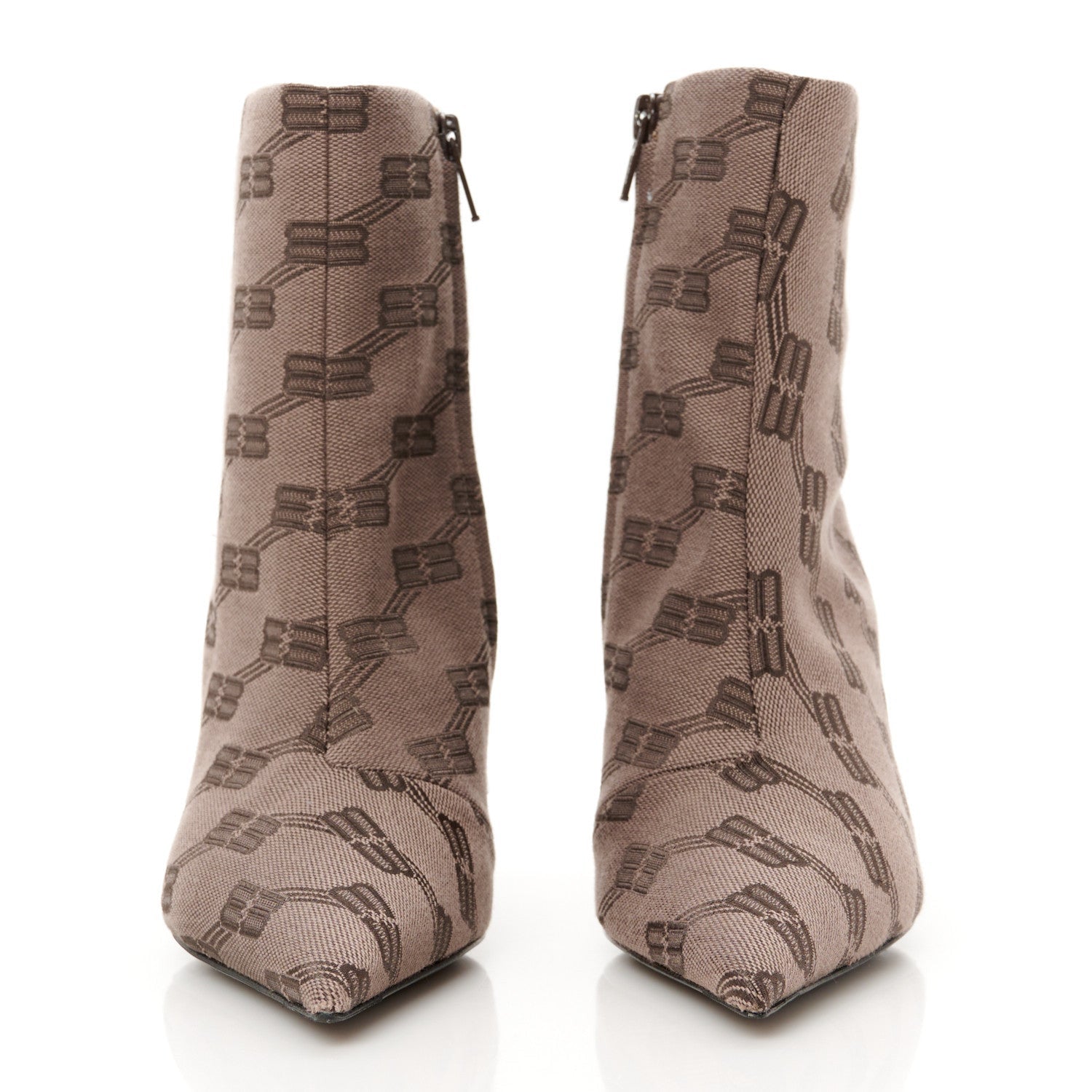 Balenciaga Jacquard BB Monogram Knife 80mm Bootie 37 Dark Mink Grey Dark Brown 3 of 7