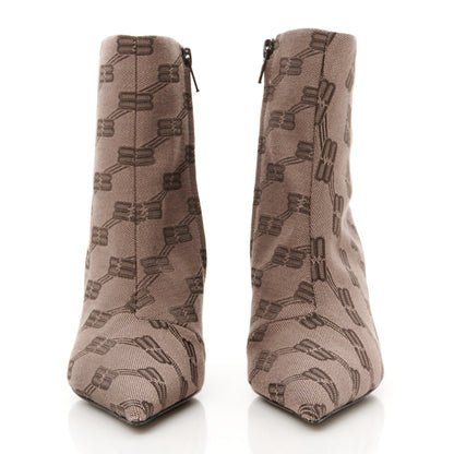 Balenciaga Jacquard BB Monogram Knife 80mm Bootie 37 Dark Mink Grey Dark Brown 3 of 7
