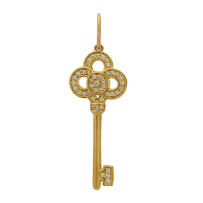 Tiffany 18K Yellow Gold Diamond Mini Crown Key Pendant 1 of 4