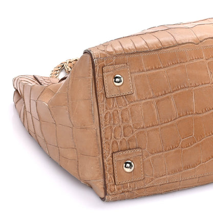 Mulberry Crocodile Embossed Calfskin Cecily Tote Biscuit Brown 7 of 7