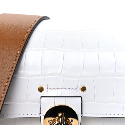 Chloe Calfskin Crocodile Embossed Small Tess Bag Brilliant White 6 of 8