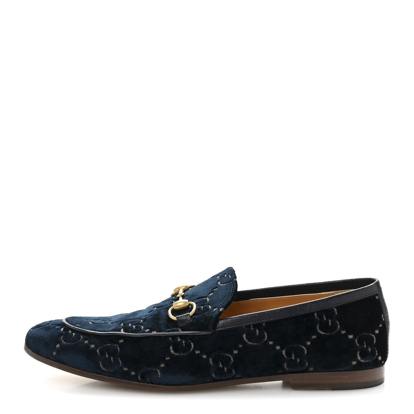 Velvet GG Monogram Horsebit Mens Jordaan Loafers 8.5 Blue Beige