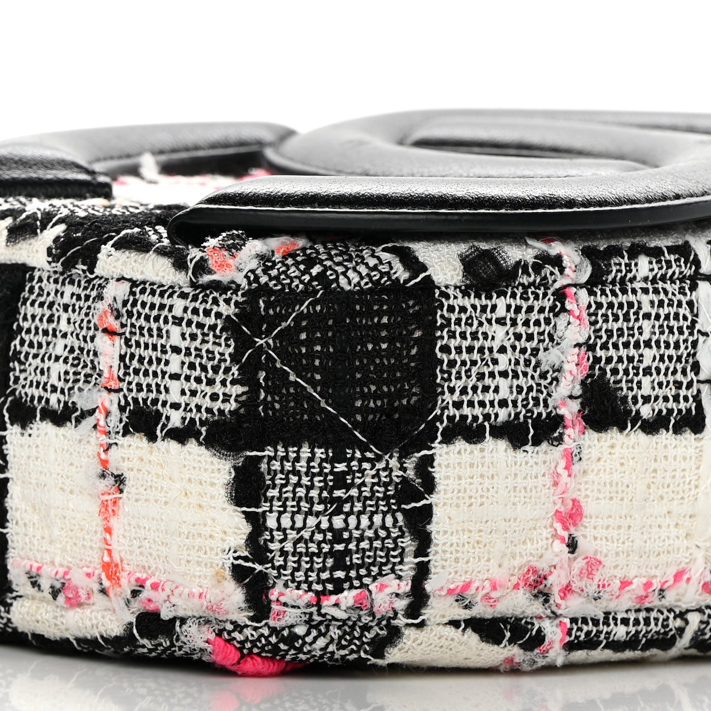 Tweed Lambskin Quilted Coco Midnight Camera Case White Black Multicolor