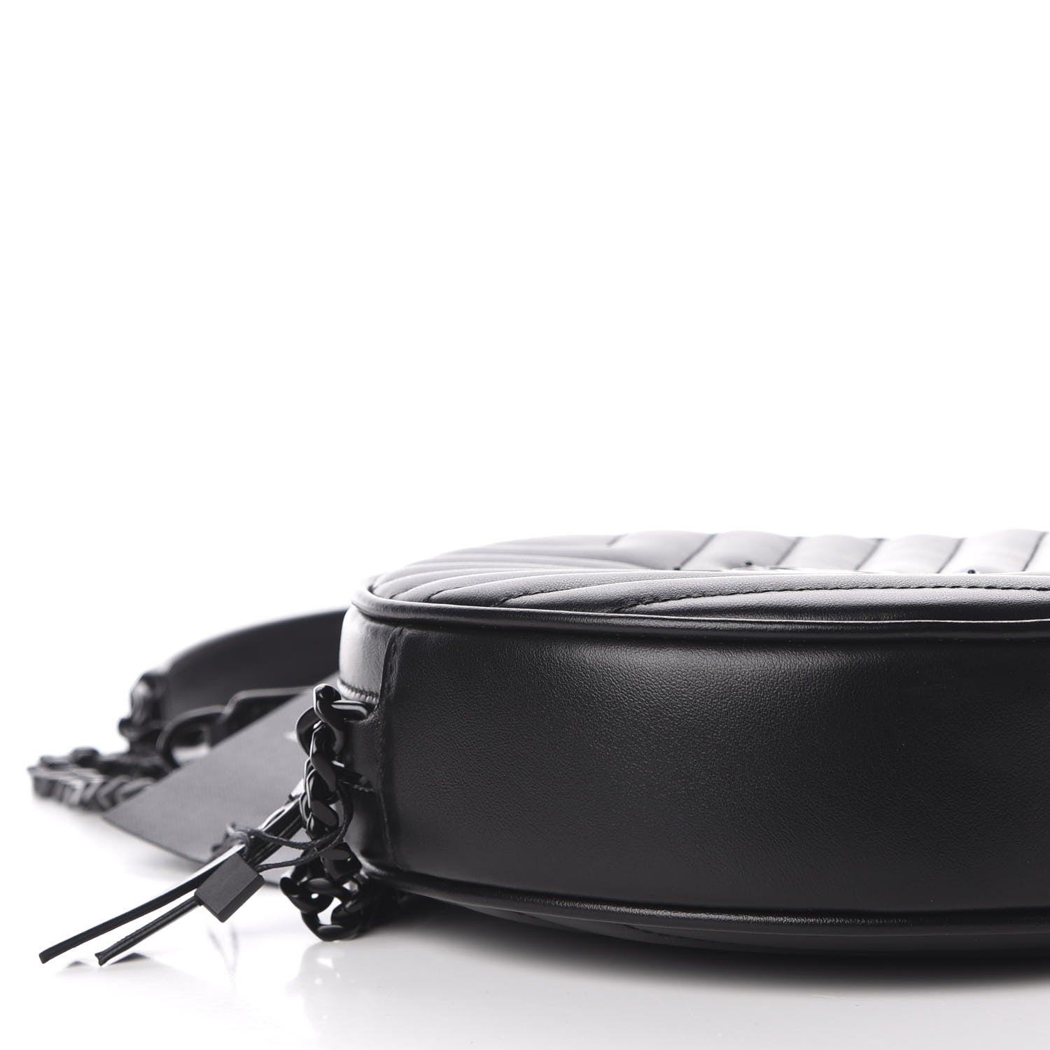 Saint Laurent Calfskin Matelasse Chevron Round Vinyle Camera Bag Black 6 of 12