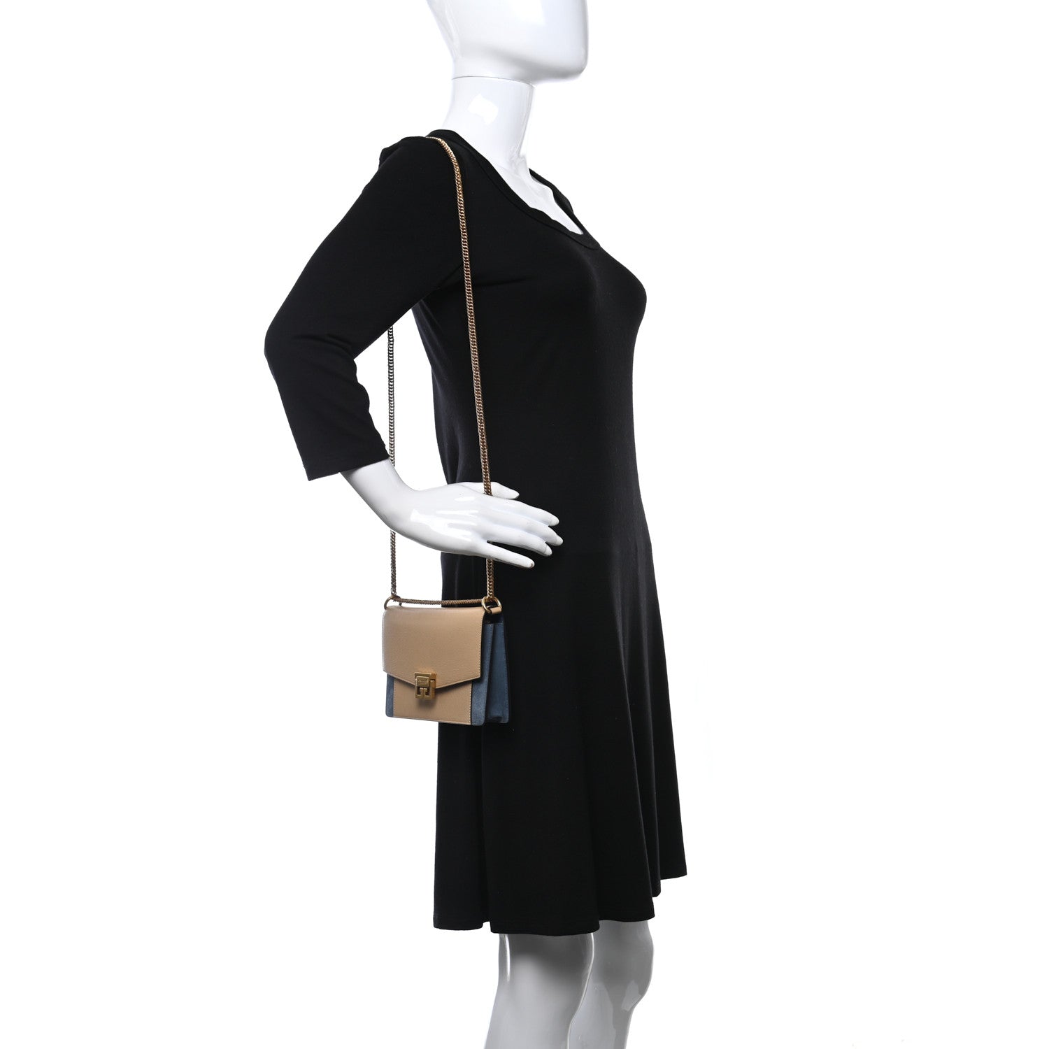 Givenchy Goatskin Suede GV3 Mini Chain Bag Beige Blue 2 of 9