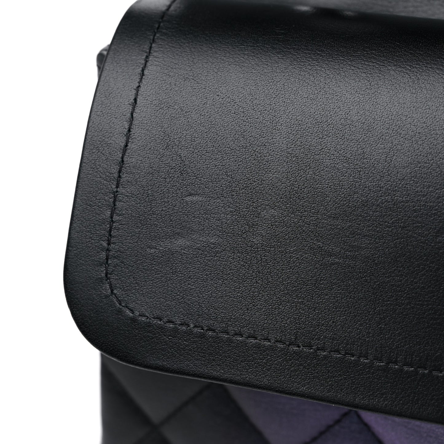 Calfskin Quilted Ombre Medium Double Flap Black