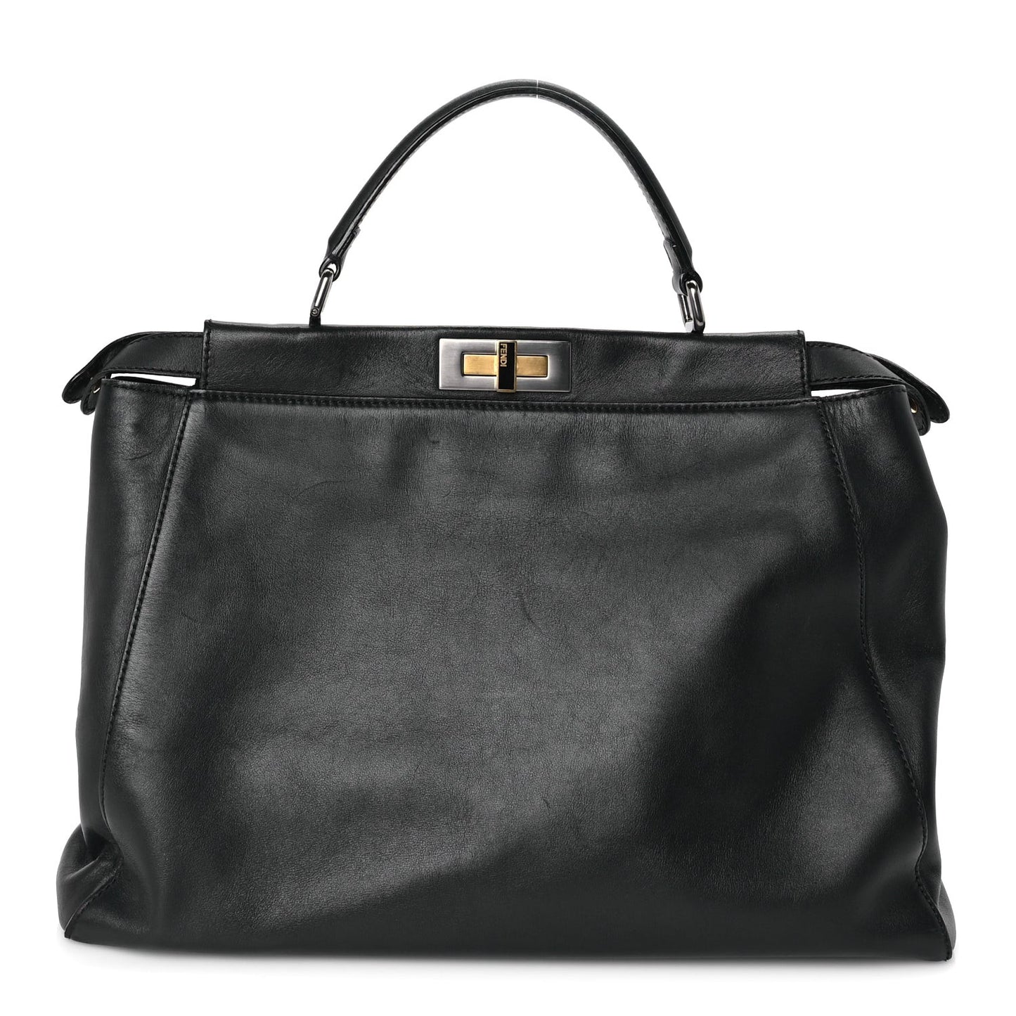 Vitello Seta Shiny Nappa Large Peekaboo Iconic Satchel Black