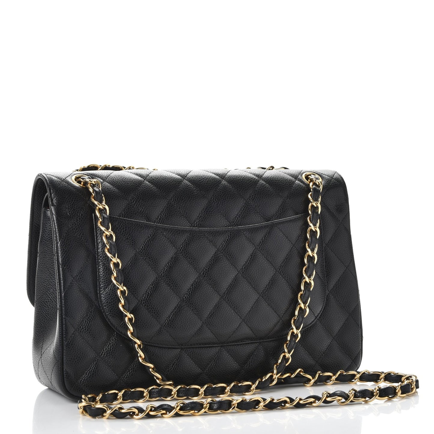 Caviar Quilted Jumbo Double Flap Black