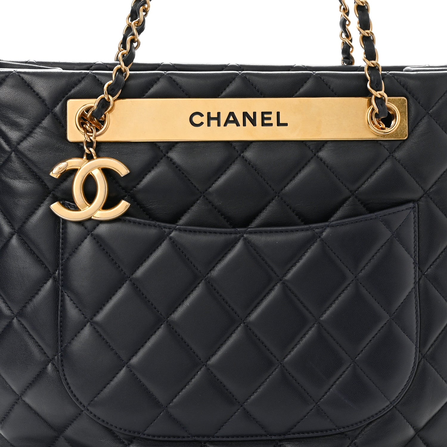 Chanel Lambskin Quilted Trendy CC Shopping Tote Navy 9 of 11