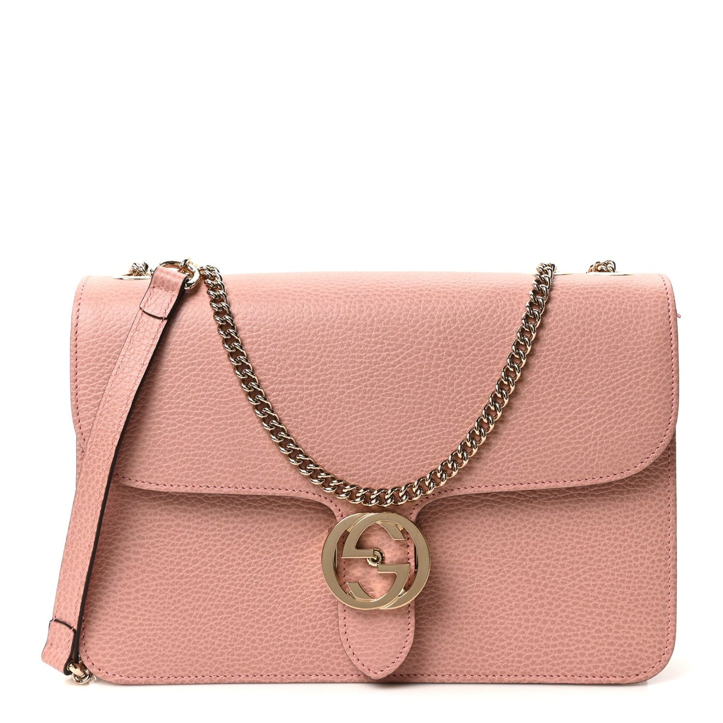 Dollar Calfskin Interlocking G Shoulder Bag Soft Pink