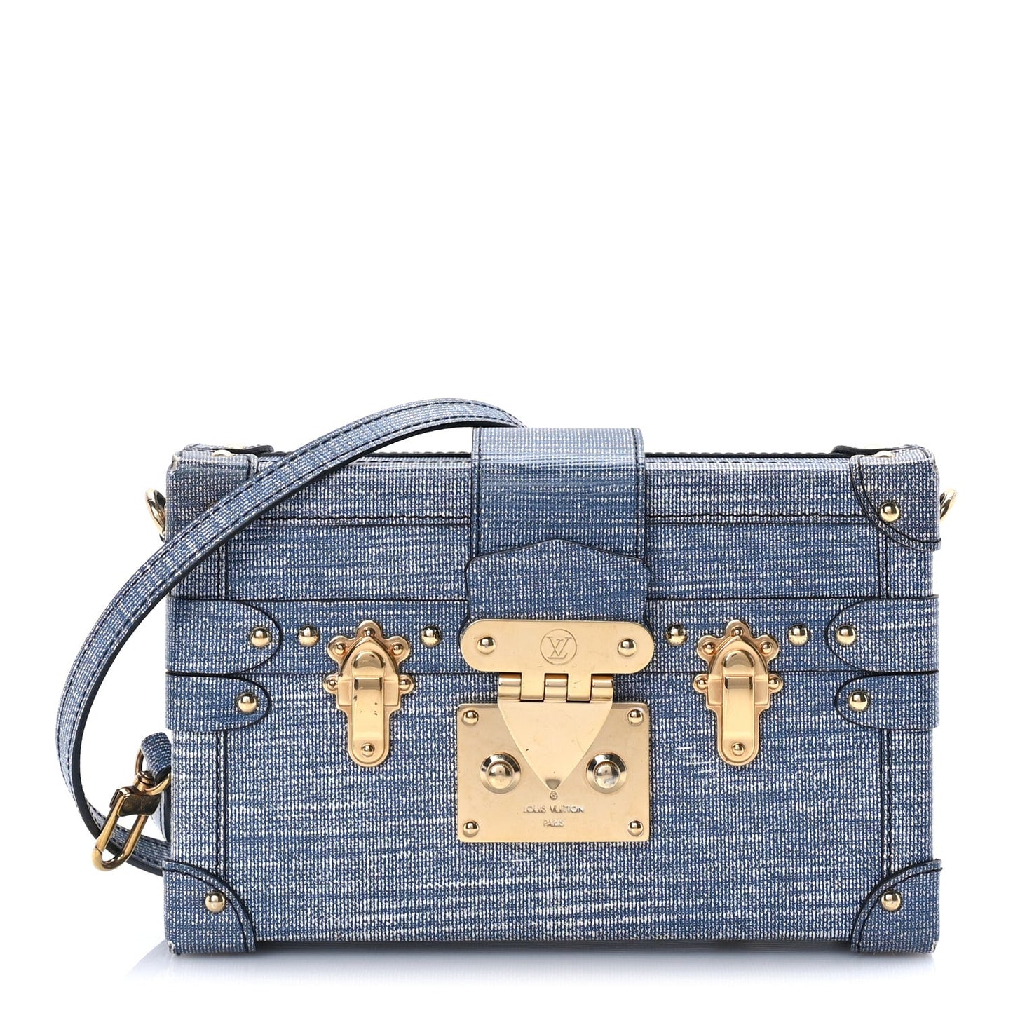Coated Canvas Denim Petite Malle Blue