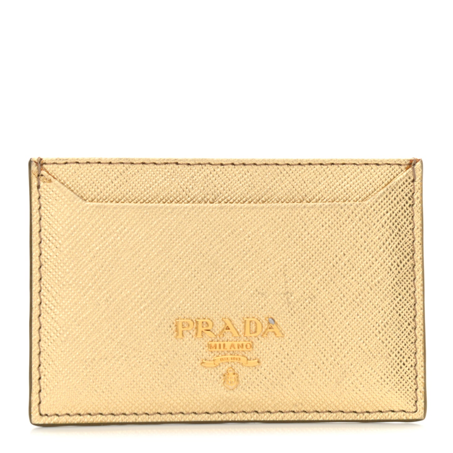 Saffiano Metal Card Case Gold