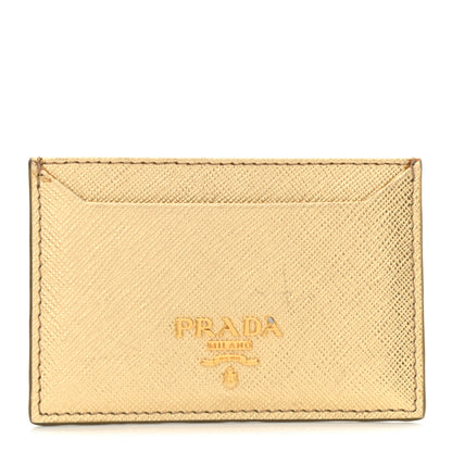 Prada Saffiano Metal Card Case Gold 1 of 7