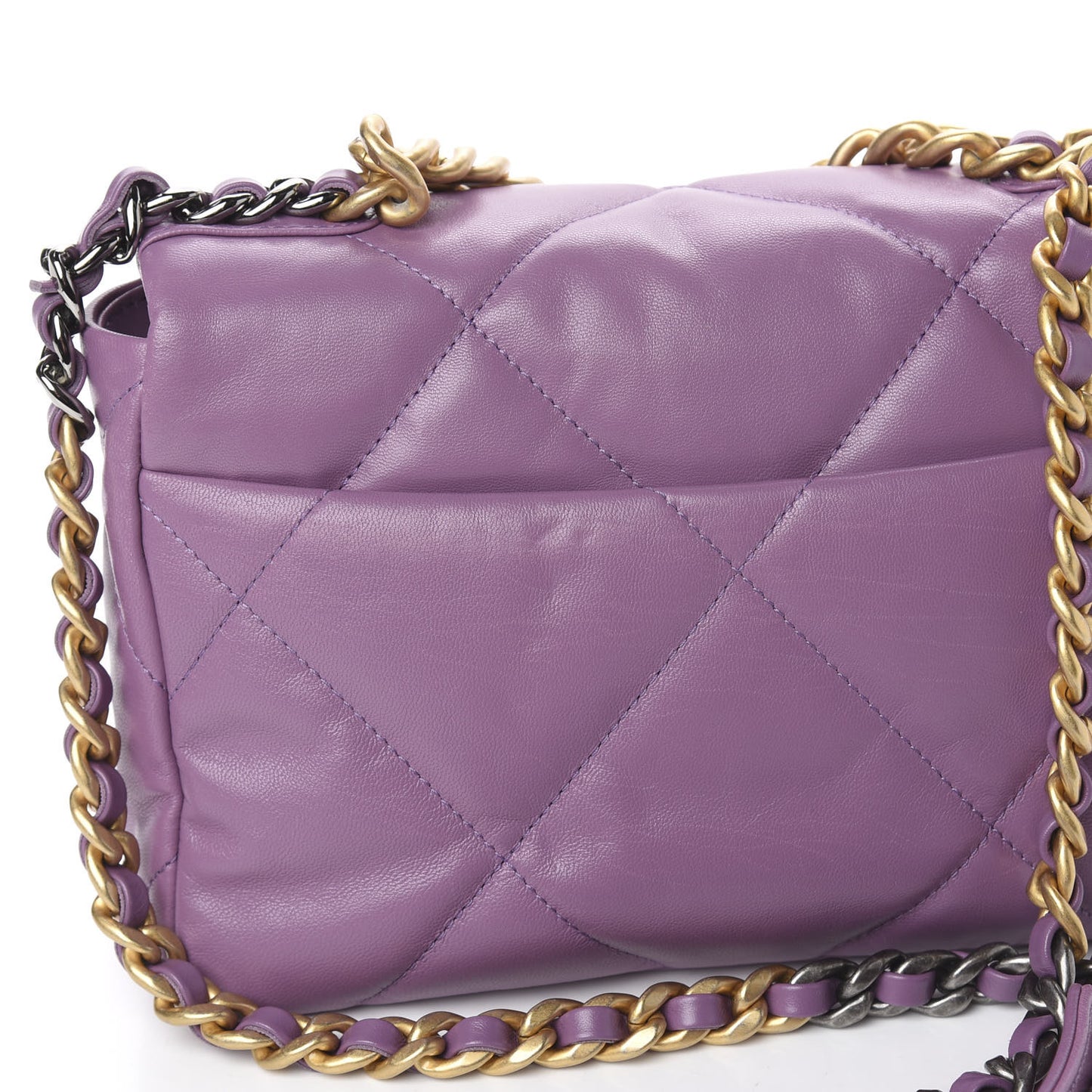 Goatskin Quilted Medium 19 Flap Violet Purple