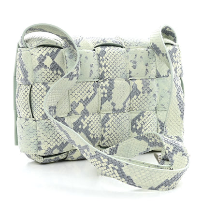 Bottega Veneta Goatskin Python Embossed Padded Cassette Crossbody Bag Dew Black Silver 3 of 10