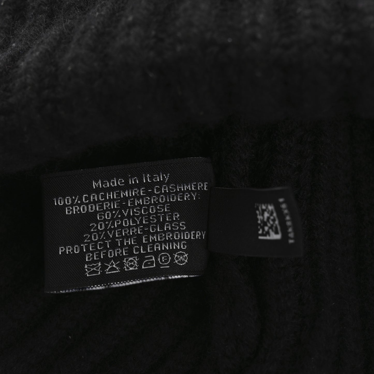 Cashmere Beaded Sequin Logo Beanie Hat Black