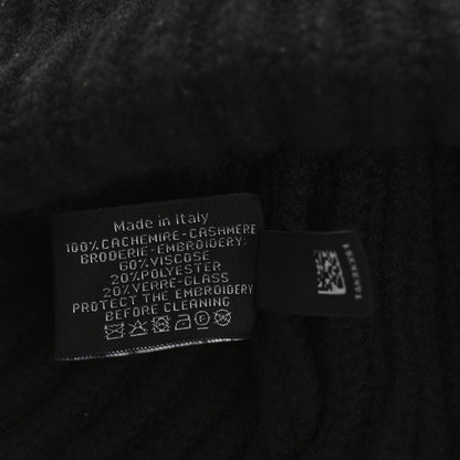 Chanel Cashmere Beaded Sequin Logo Beanie Hat Black 6 of 6