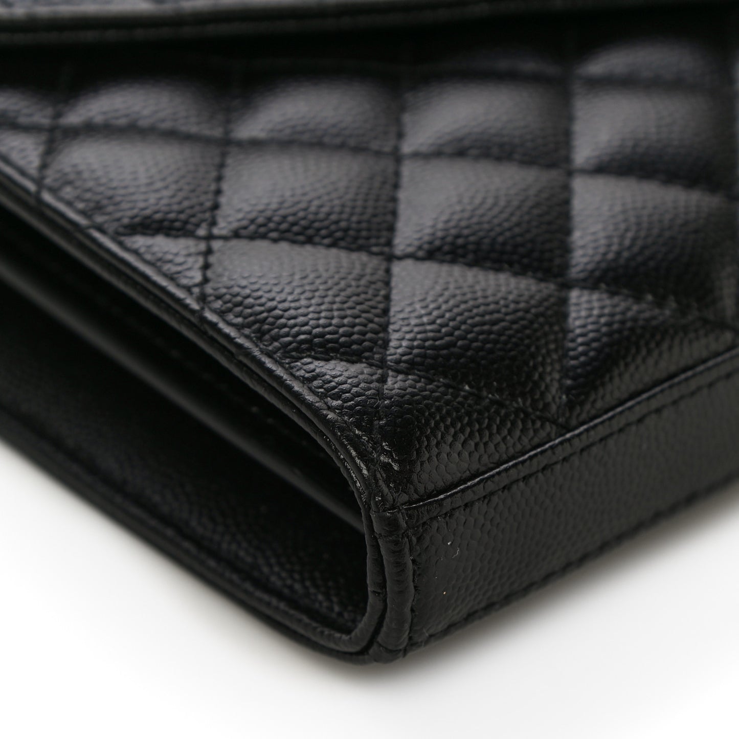 Grain De Poudre Mixed Matelasse Triquilt Monogram Chain Wallet Black