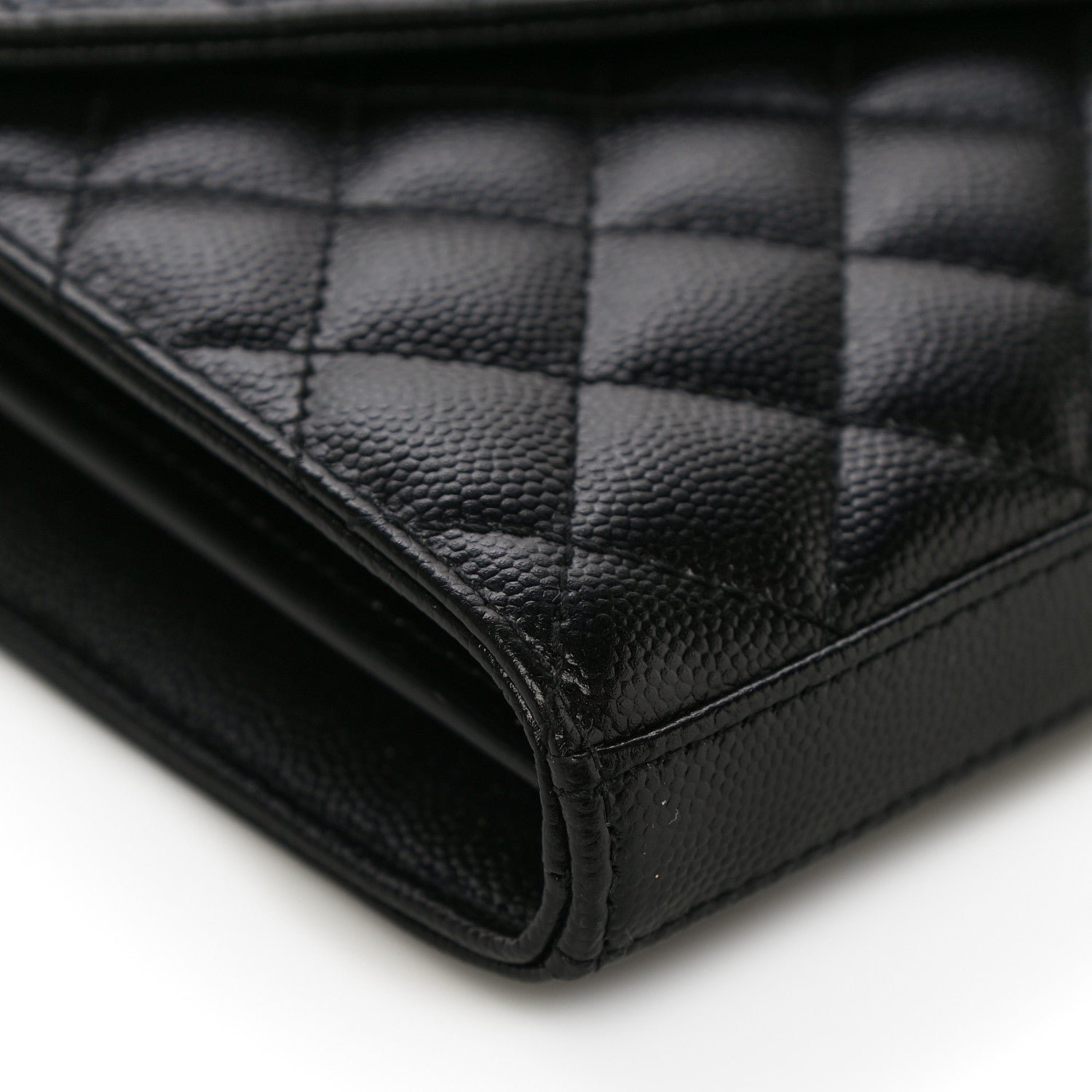 Saint Laurent Grain De Poudre Mixed Matelasse Triquilt Monogram Chain Wallet Black 9 of 11