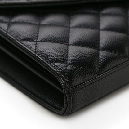 Saint Laurent Grain De Poudre Mixed Matelasse Triquilt Monogram Chain Wallet Black 9 of 11