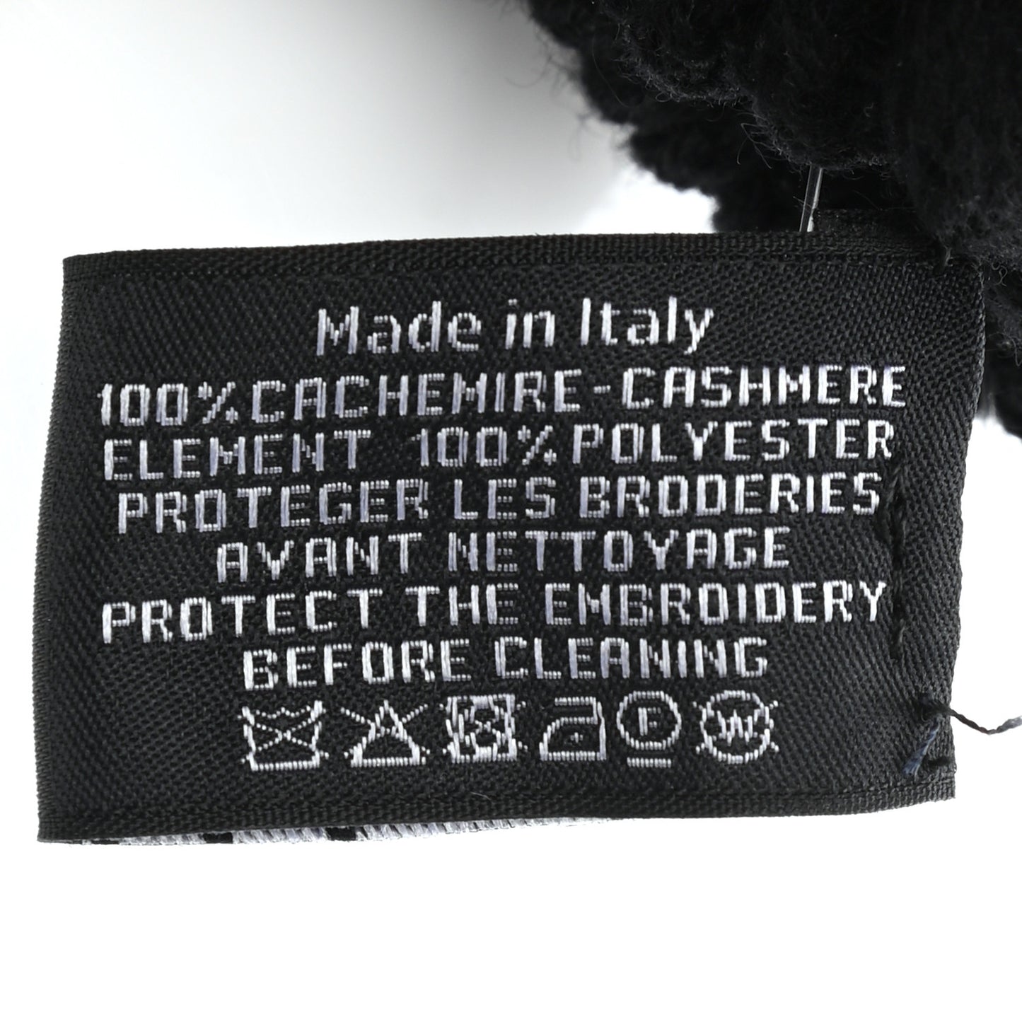 Cashmere Sequin Logo Beanie Hat Black Gold