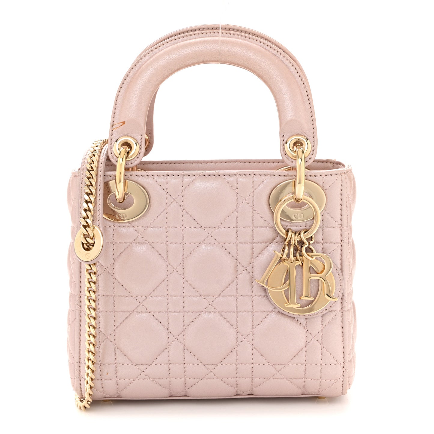Metallic Lambskin Cannage Mini Lady Dior Lotus