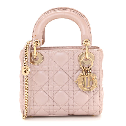 Christian Dior Metallic Lambskin Cannage Mini Lady Dior Lotus 1 of 11