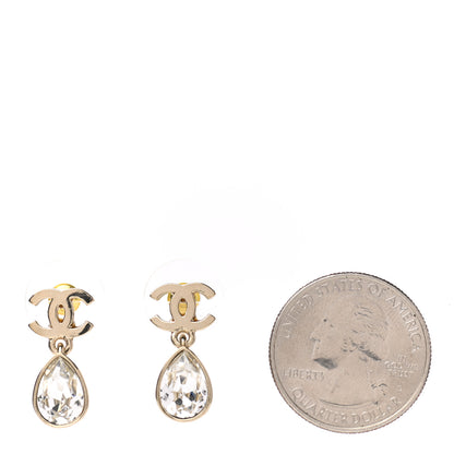 Chanel Crystal CC Tear Drop Earrings Gold 2 of 4
