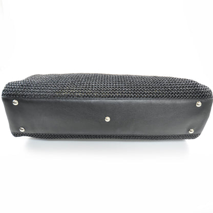FASHIONPHILE SALVATOREFERRAGAMOLeatherStrawWovenSatchelBlack 4 of 7