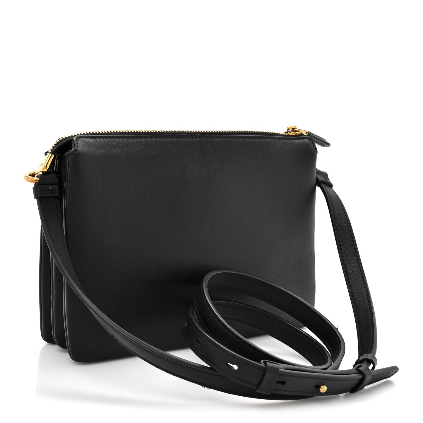 Calfskin Trapezio Shoulder Bag Black