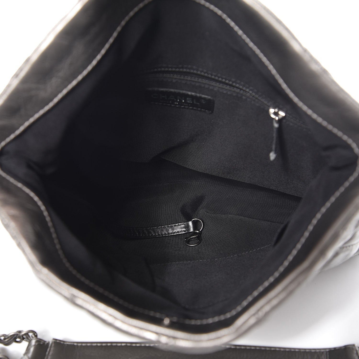 Chanel Metallic Calfskin Quilted Medium Chain Me Hobo Dark Silver 5 of 7