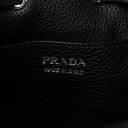 Prada Vitello Daino Soft Drawstring Bucket Bag Black 6 of 9